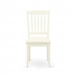 Vertical Slatted Back Chairs, Fabric Fabric Seat In White- Set Of 2