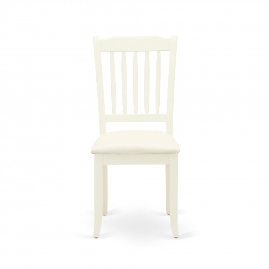 Vertical Slatted Back Chairs, Fabric Fabric Seat In White- Set Of 2