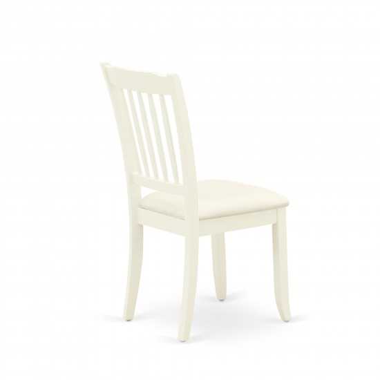 Vertical Slatted Back Chairs, Fabric Fabric Seat In White- Set Of 2