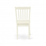 Vertical Slatted Back Chairs, Fabric Fabric Seat In White- Set Of 2