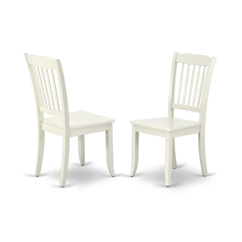 Danbury Vertical Slatted Back Chairs In Linen White Finish - Set Of 2