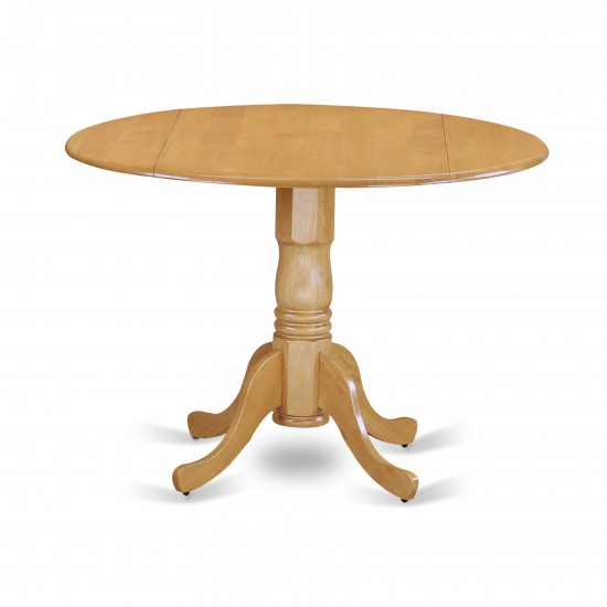 5Pc Round 42" Kitchen Table, Two 9-Inch Drop Leaves, Four Parson Chair, Oak Leg, Pu Leather Color Oasis