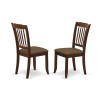 Vertical Slatted Back Chairs, Linen Fabric Fabric Seat In Mahogany- Set Of 2
