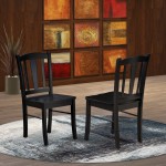 East West Dlc-Blk-W Dublin Chair With Wood Seat In Black Finish - Set Of 2