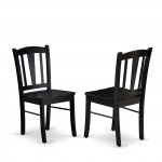 East West Dlc-Blk-W Dublin Chair With Wood Seat In Black Finish - Set Of 2