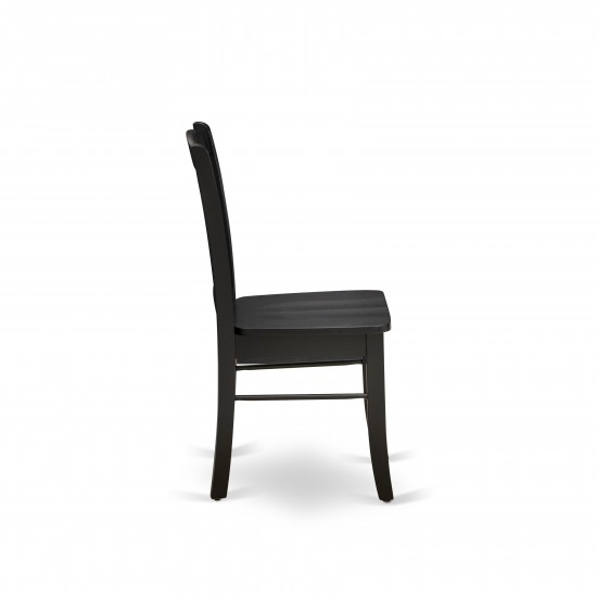 East West Dlc-Blk-W Dublin Chair With Wood Seat In Black Finish - Set Of 2