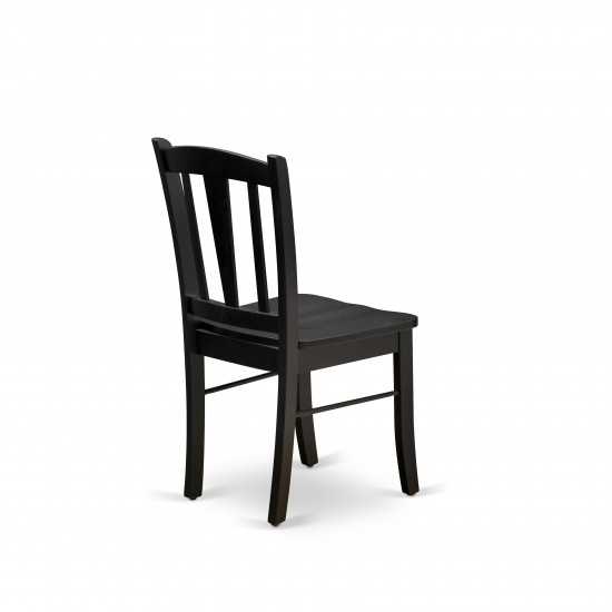 East West Dlc-Blk-W Dublin Chair With Wood Seat In Black Finish - Set Of 2