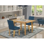 3Pc Rectangle 42/53.5" Dinette Table, 12 In Butterfly Leaf, Pair Of Parson Chair, Oak Leg, Pu Leather Color Oasis