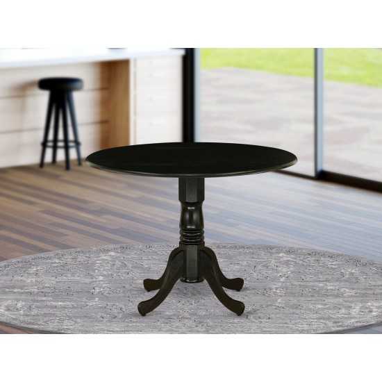 Dublin Dining Table Rubber Wood, Two 9" Drop Leaves, 42", Black Finish