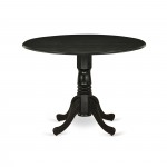 Dublin Dining Table Rubber Wood, Two 9" Drop Leaves, 42", Black Finish