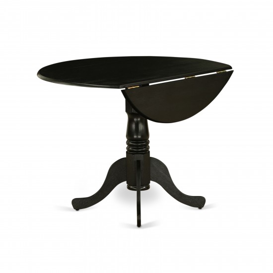 Dublin Dining Table Rubber Wood, Two 9" Drop Leaves, 42", Black Finish