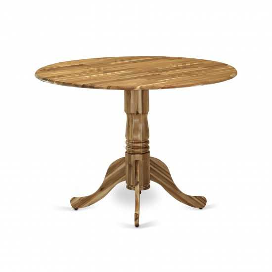 Dublin Dining Table Acacia Wood, Two 9" Drop Leaves, 42", Wood Texture