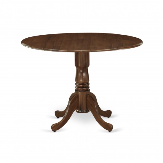 Dublin Dining Table Made Of Rubber Wood, Two 9" Drop Leaves, 42" Round, Walnut