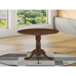 Dublin Dining Table Made Of Rubber Wood, Two 9" Drop Leaves, 42" Round, Walnut