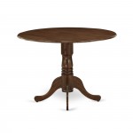 Dublin Dining Table Made Of Rubber Wood, Two 9" Drop Leaves, 42" Round, Walnut