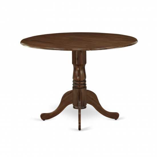 Dublin Dining Table Made Of Rubber Wood, Two 9" Drop Leaves, 42" Round, Walnut