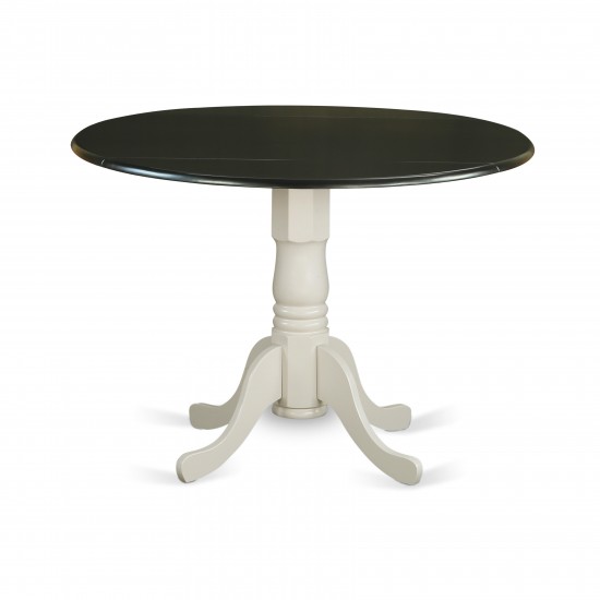 Dublin Round Table With Two 9" Drop Leaves - Black And Linen White Finish