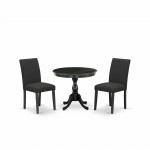 3 Pc Dinette Sets, 1 Wooden Table, 2 Black Chairs,Black