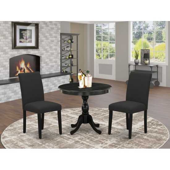 3 Pc Dinette Sets, 1 Wooden Table, 2 Black Chairs,Black