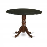 Dublin Round Table With Two 9" Drop Leaves In Black And Mahogany Finish