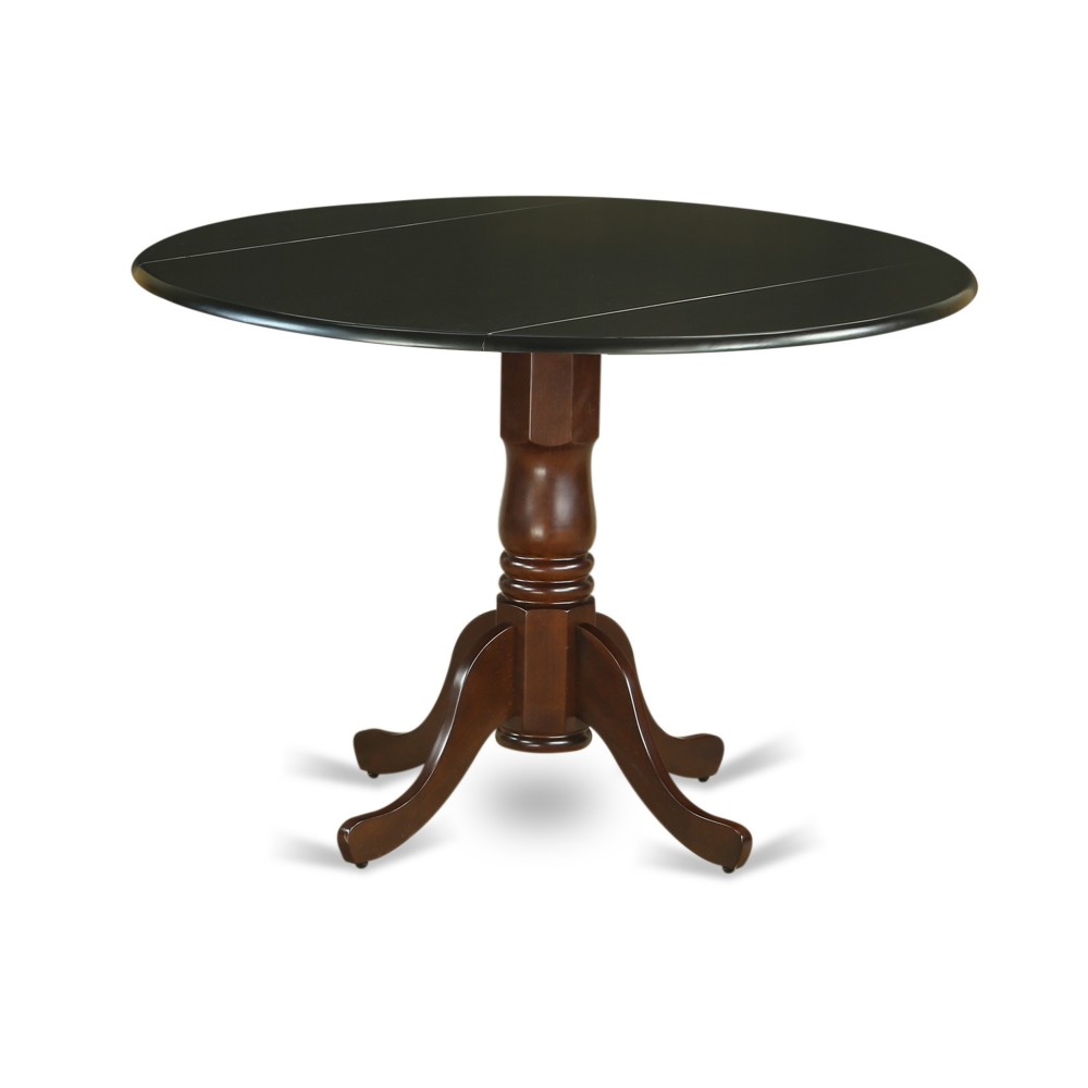 Dublin Round Table With Two 9" Drop Leaves In Black And Mahogany Finish Dublin Round Table With Two 9" Drop Leaves In Black And Mahogany Finish