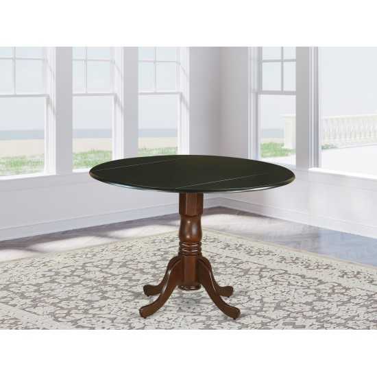 Dublin Round Table With Two 9" Drop Leaves In Black And Mahogany Finish