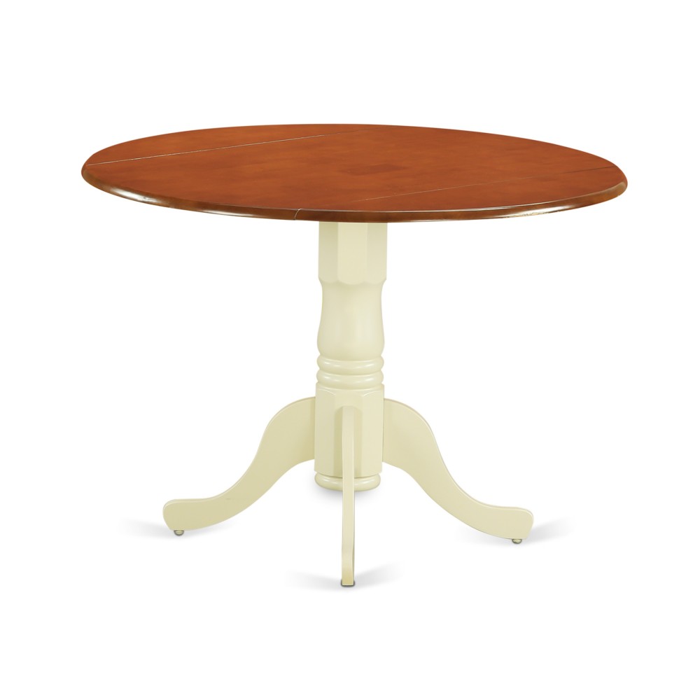 Dublin Round Table With Two 9" Drop Leaves In Buttermilk & Cherry Finish