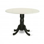 Dublin Round Table With Two 9" Drop Leaves In Linen White And Black Finish