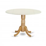 Dublin Round Table With Two 9" Drop Leaves - Linen White And Oak Finish