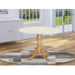 Dublin Round Table With Two 9" Drop Leaves - Linen White And Oak Finish