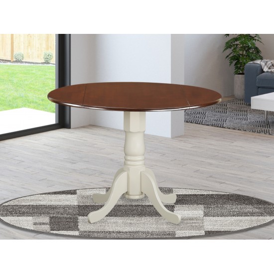 Dublin Round Table With Two 9" Drop Leaves - Mahogany And Linen White Finish