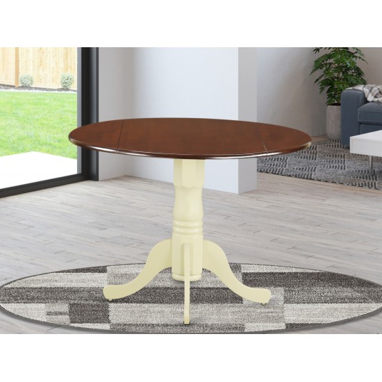 Dublin Round Table With Two 9" Drop Leaves In Mahogany And Buttermilk Finish