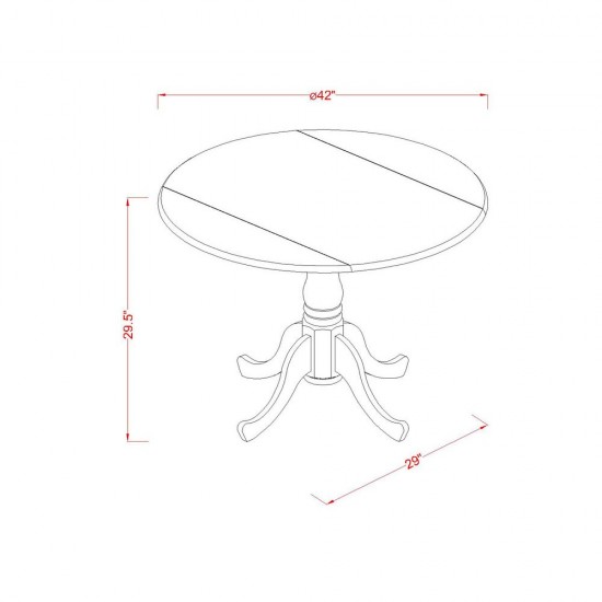 Dublin Round Table With Two 9" Drop Leaves In Oak And Black Finish