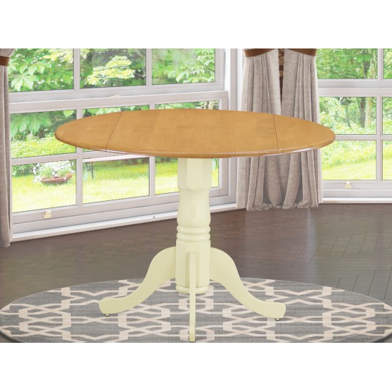 Dublin Round Table With Two 9" Drop Leaves - Oak And Buttermilk Finish