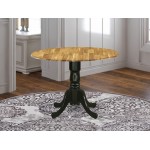 Dublin Dining Table Acacia Wood, Two 9" Drop Leaves, 42", Black Pedestal