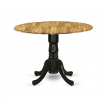 Dublin Dining Table Acacia Wood, Two 9" Drop Leaves, 42", Black Pedestal