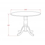 Dublin Dining Table Acacia Wood, Two 9" Drop Leaves, 42", Linen White Pedestal