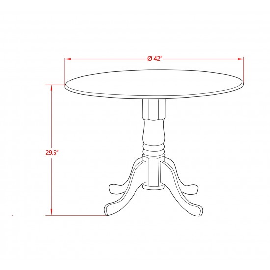 Dublin Dining Table Acacia Wood, Two 9" Drop Leaves, 42", Linen White Pedestal