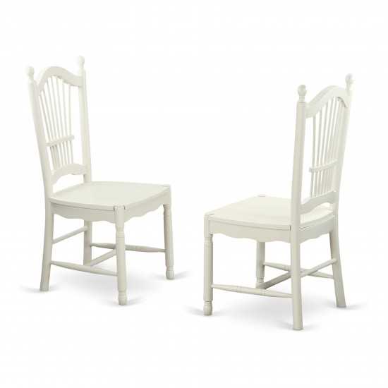 Dover Dining Room Chairs With Wood Seat - Finished In Linen White - Set Of 2