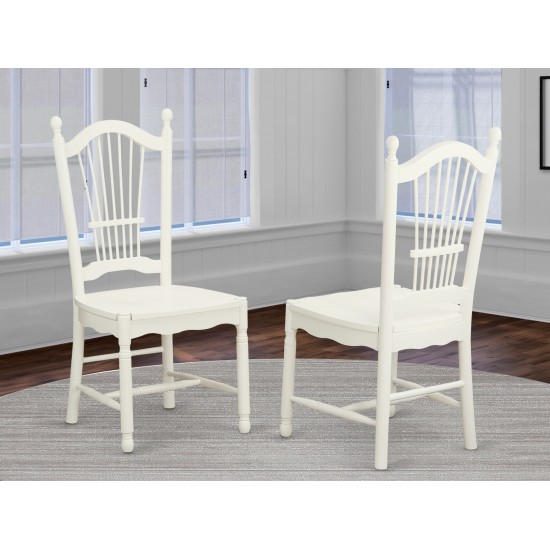 Dover Dining Room Chairs With Wood Seat - Finished In Linen White - Set Of 2