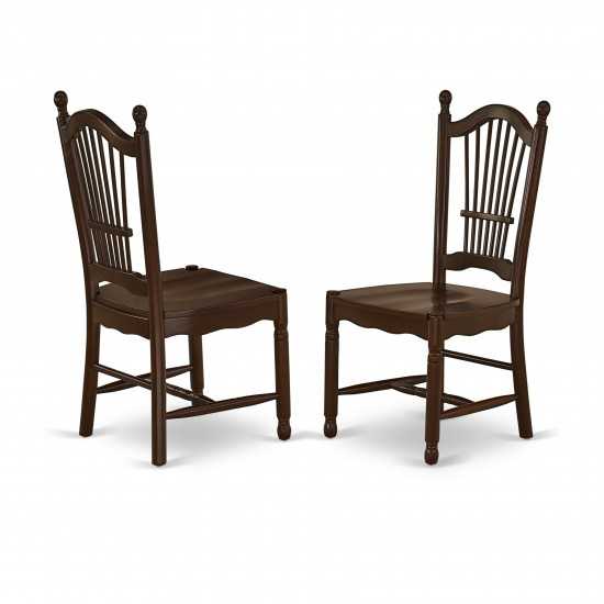 Dover Dining Room Chairs With Wood Seat - Finished In Mahogany - Set Of 2