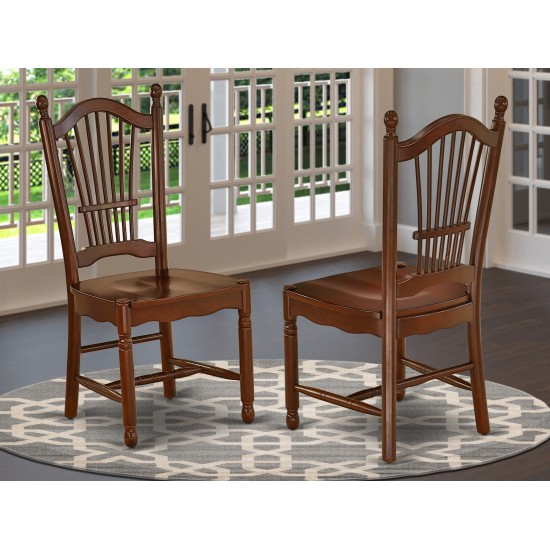 Dover Dining Room Chairs With Wood Seat - Finished In Mahogany - Set Of 2