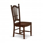 Dover Dining Room Chairs With Wood Seat - Finished In Mahogany - Set Of 2