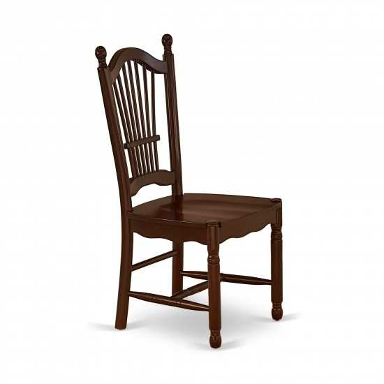 Dover Dining Room Chairs With Wood Seat - Finished In Mahogany - Set Of 2