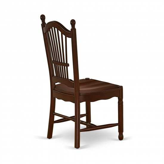 Dover Dining Room Chairs With Wood Seat - Finished In Mahogany - Set Of 2