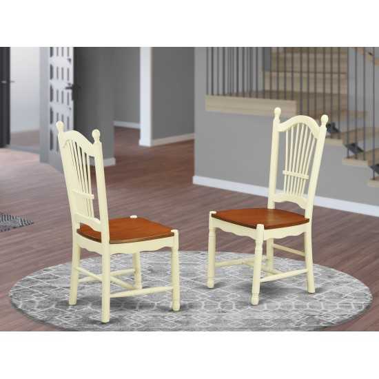 Dover Dining Room Chairs, Wood Seat In Buttermilk And Cherry - Set Of 2