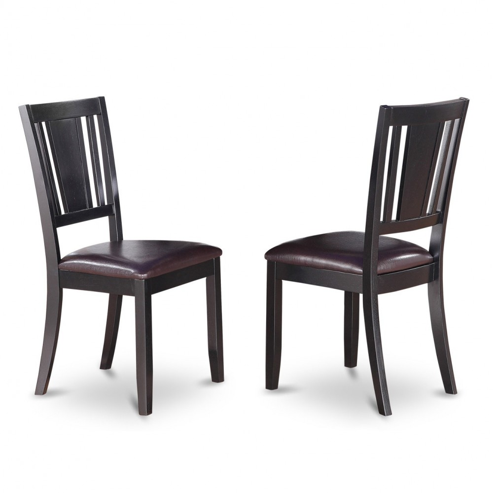 Dudley Dining Chair With Faux Leather Upholstered Seat In Black- Set Of 2