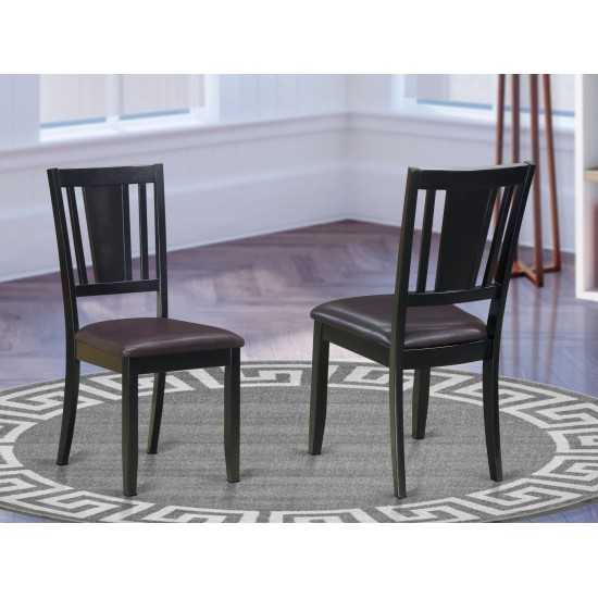 Dudley Dining Chair With Faux Leather Upholstered Seat In Black- Set Of 2