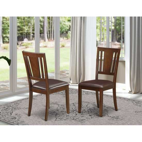 Dudley Dining Chair With Faux Leather Upholstered Seat In Mahogany- Set Of 2