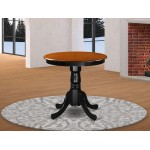 Edan Dining Table Made Of Rubber Wood, 30 Inch Round, Black And Cherry Finish